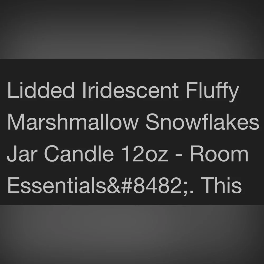 ROOM ESSENTIALS NEW lidded irridescent fluffy marshmallow snowflakes candle 12oz